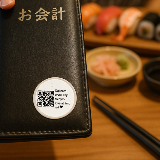 Naklejka QR opinie Google sushi bar restauracja recenzje klientów 3cm zestaw 468szt