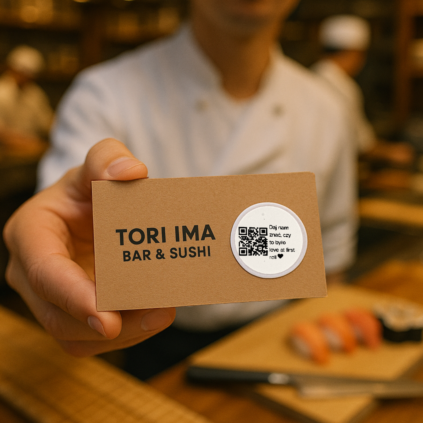Naklejka QR opinie Google sushi bar restauracja recenzje klientów 3cm zestaw 468szt