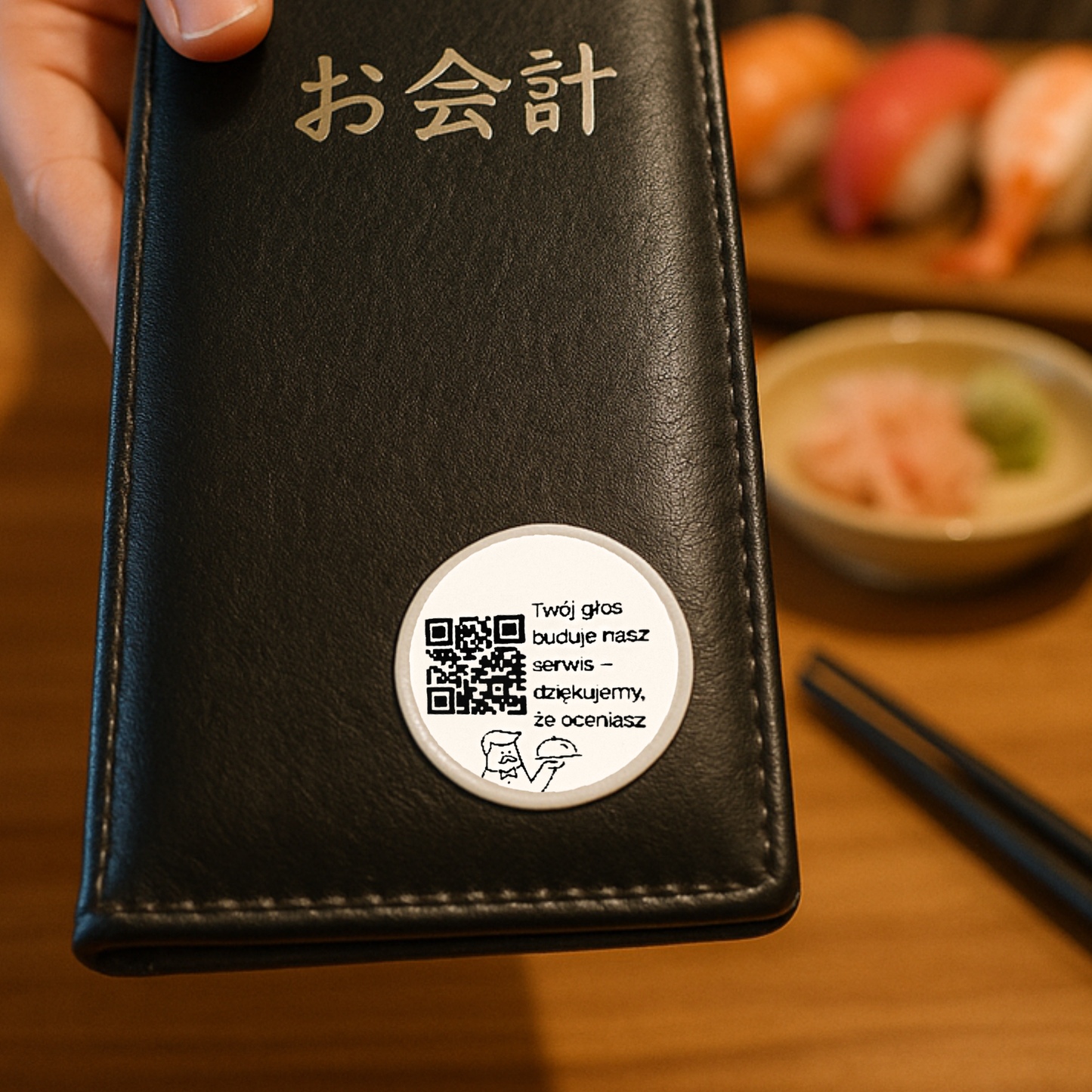 Naklejki z kodem QR do opinii Google 3 cm – twój głos dla restauracji – zestaw 468 szt