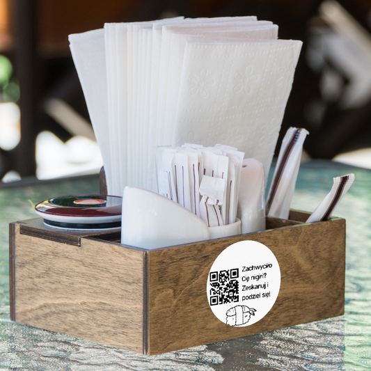 Naklejka QR opinie Google „Zachwyciło Cię nigiri?” sushi restauracja 3cm zestaw 468szt