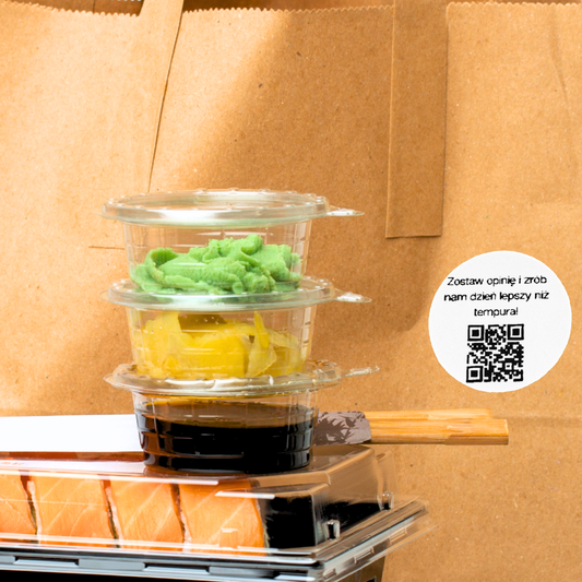 Naklejka QR do opinii Google sushi więcej recenzji restauracja 3cm zestaw 468szt