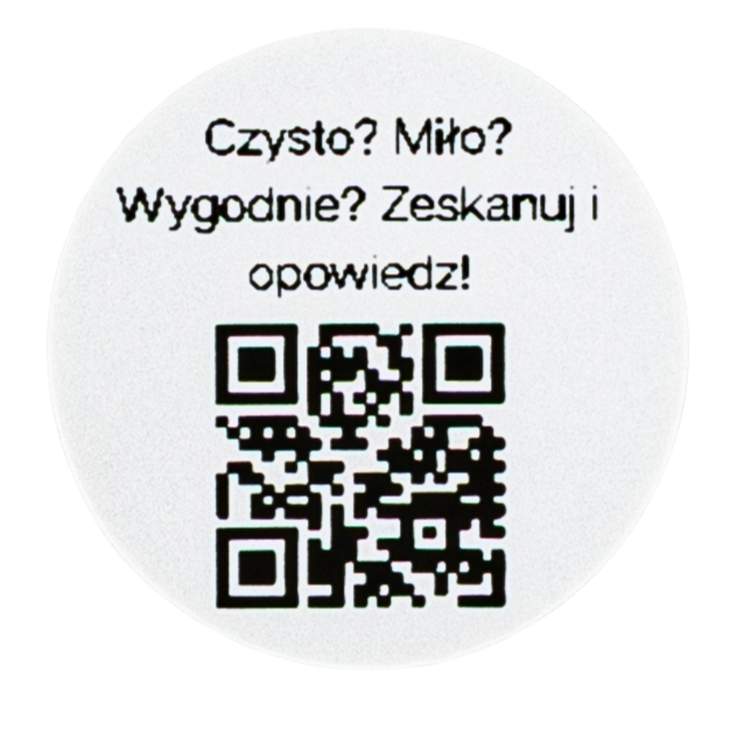 Naklejka QR opinie Google „Czysto? Miło? Wygodnie? Zeskanuj i opowiedz!” hotel pensjonat 3cm zestaw 468szt