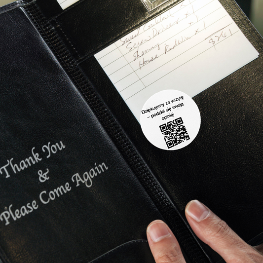 Naklejki z kodem QR - 3 cm, 468 szt, oceń wizytę