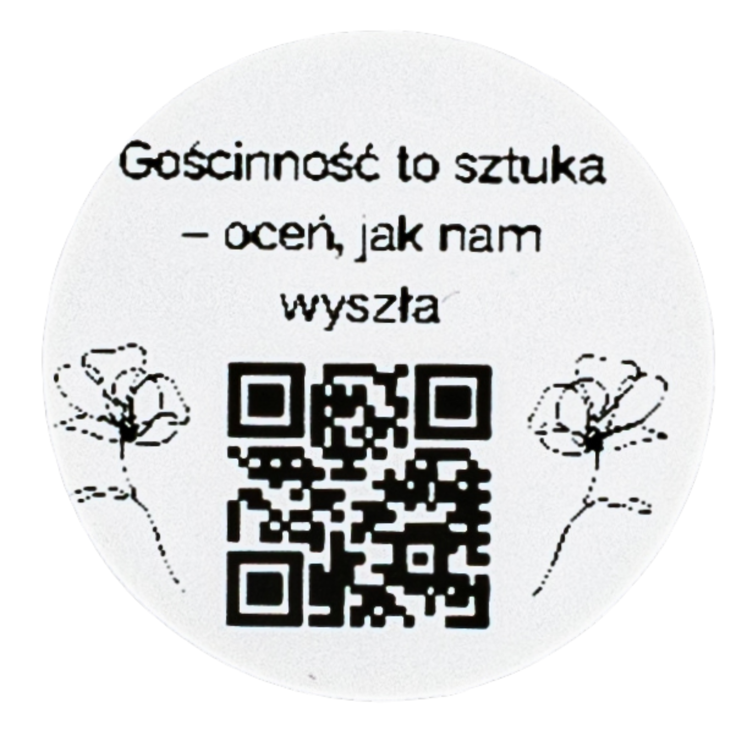 Naklejka QR opinie Google „Gościnność to sztuka – oceń, jak nam wyszła” hotel pensjonat 3cm zestaw 468szt