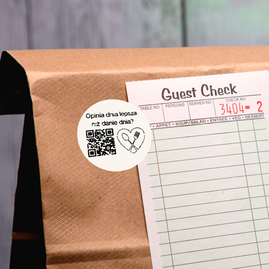 Naklejki QR do opinii Google - 3 cm, 468 szt, restauracja, dostawa