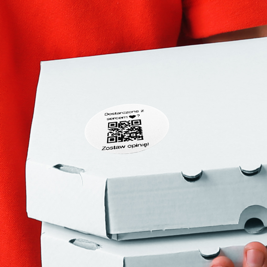 Naklejki z kodem QR do opinii Google dla dostawy jedzenia 3cm zestaw 468szt