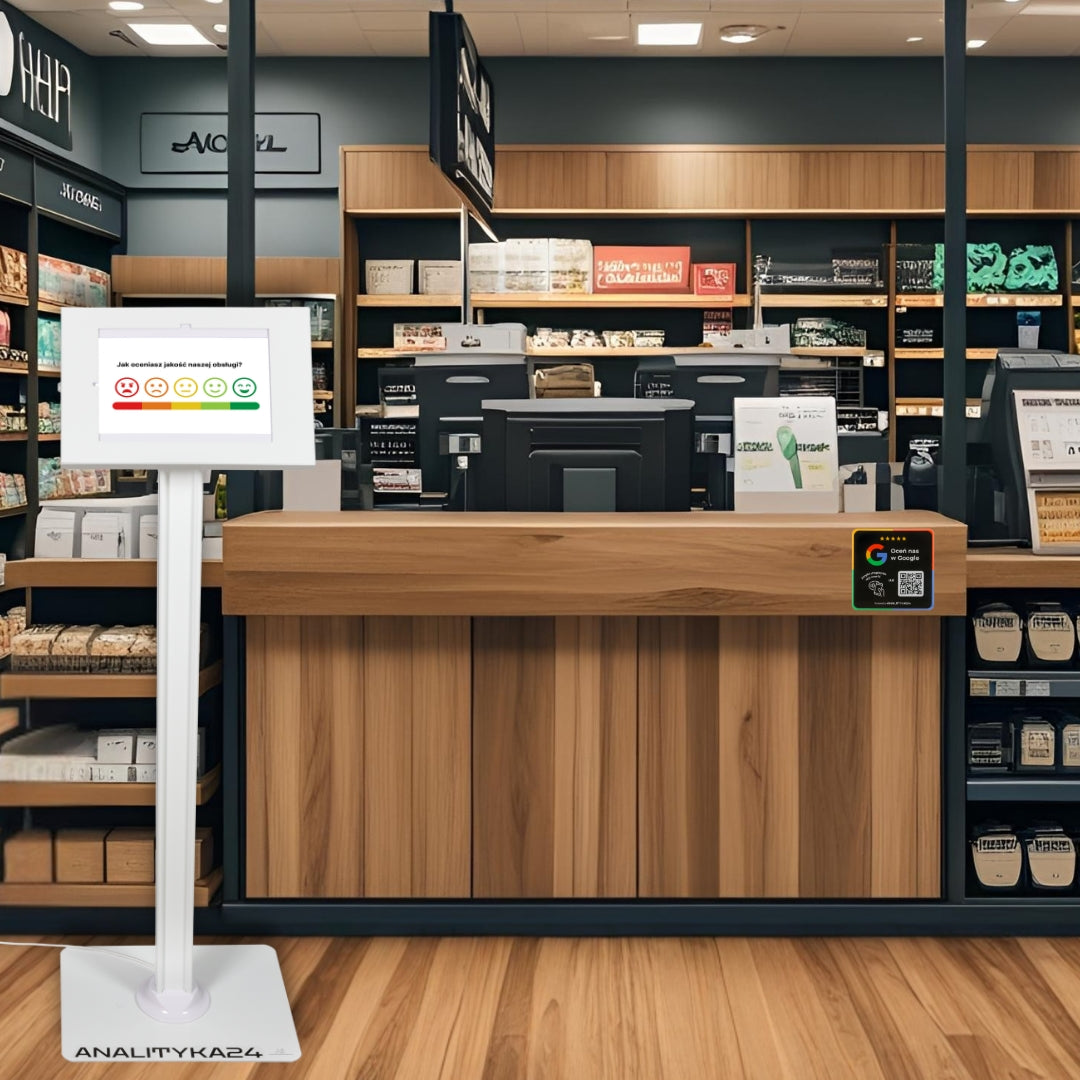 Kiosk stojący z Wi-Fi pozwala szybko zebrać opinie gości sklepu