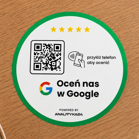 Naklejka NFC laminowana – etykieta i tag zbliżeniowy do opinii Google