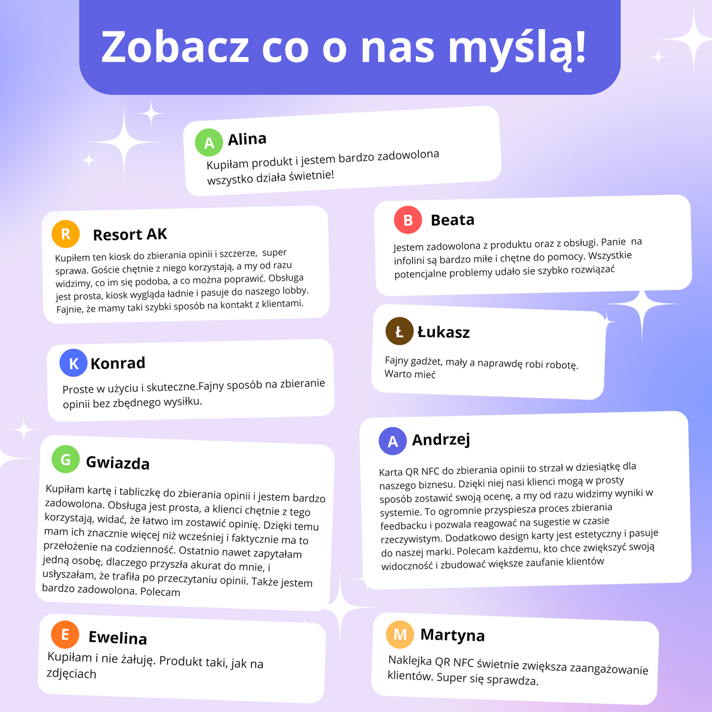 Zestaw opinii klientów