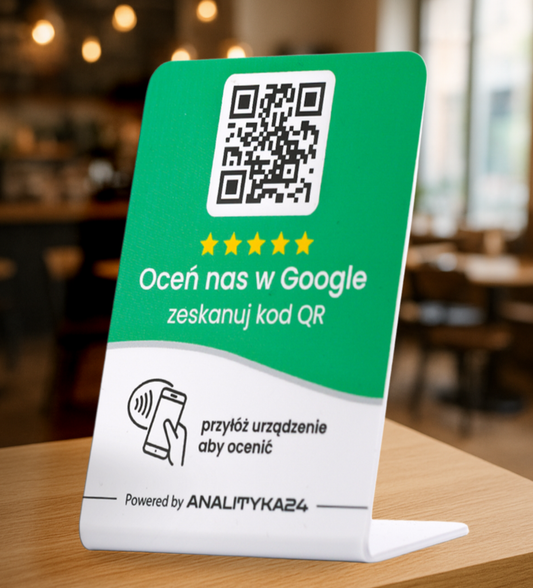 Prezenter NFC z kodem QR / Stojak NFC do opinii Google w kilka sekund