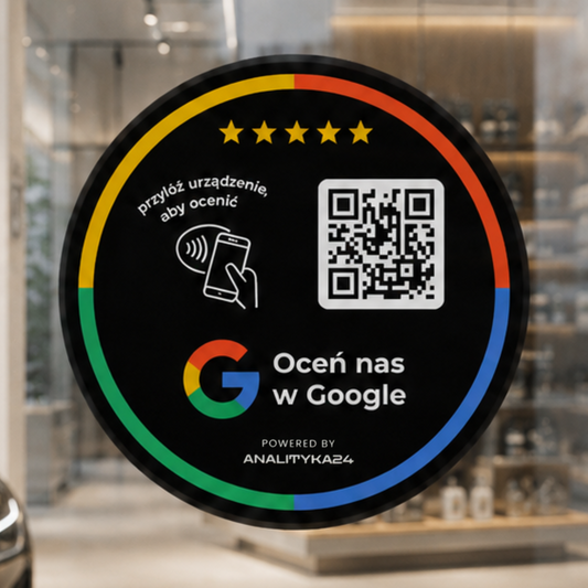 Tabliczka NFC okrągła 3D do opinii Google z kodem QR