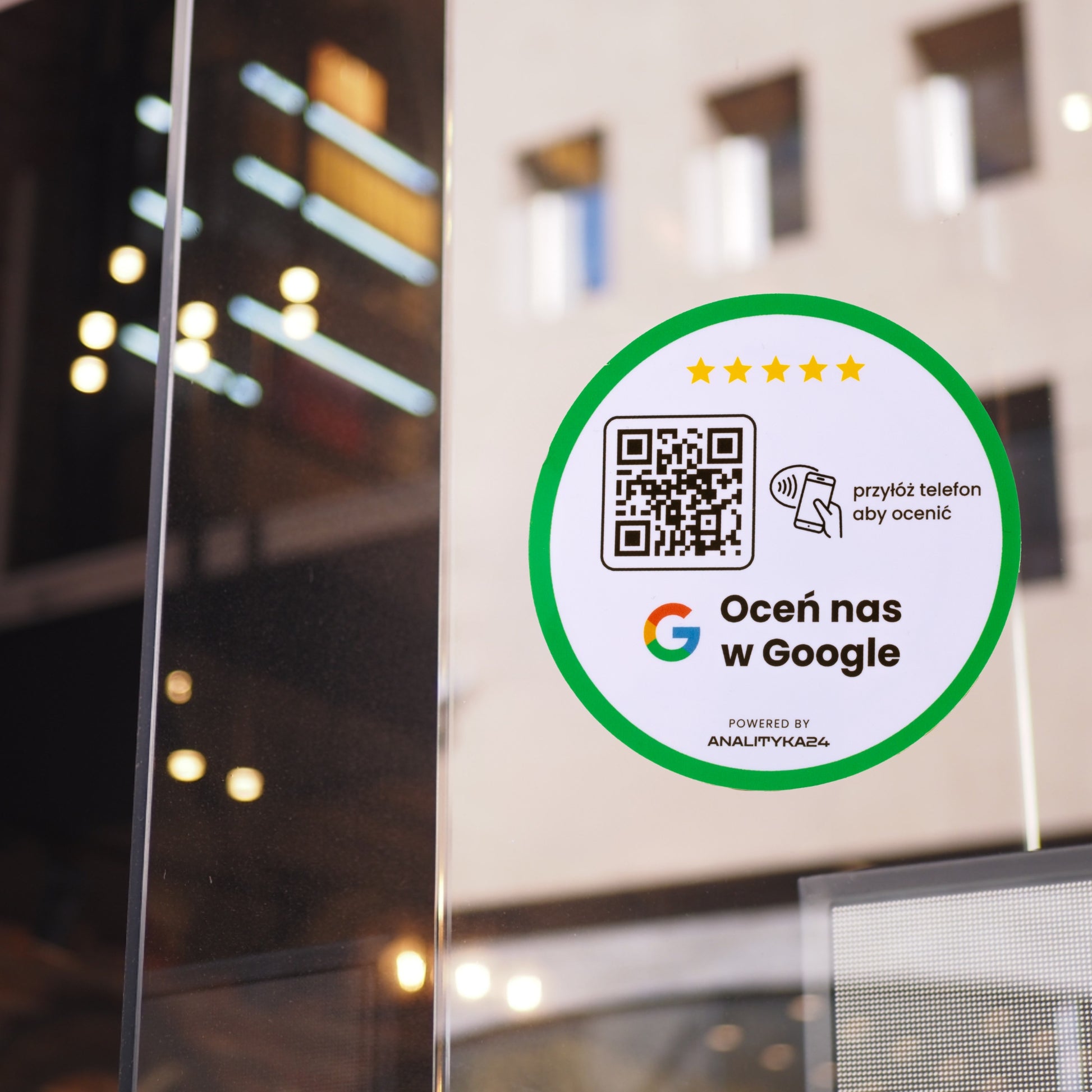 Naklejka do zbierania opinii Google z NFC i kodem QR