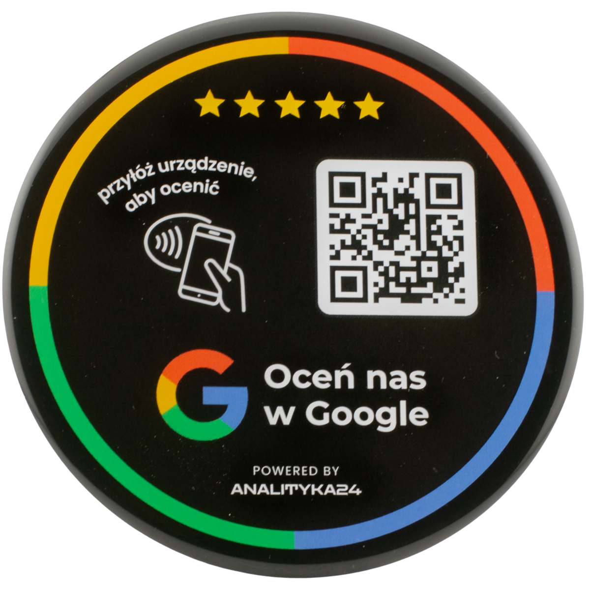 Tabliczka 3D NFC okrągła do opinii Google