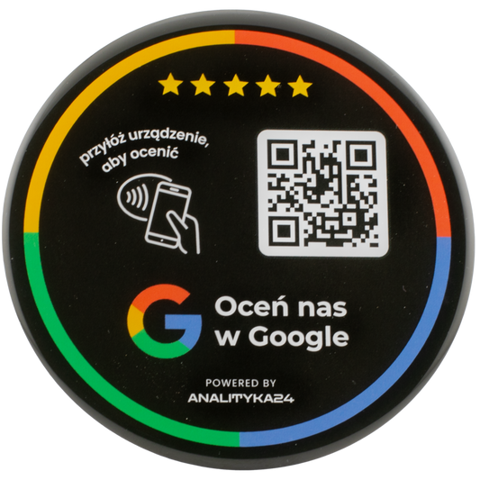 Tabliczka 3D NFC okrągła do opinii Google
