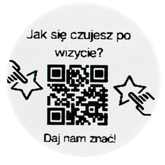Naklejka QR opinie Google „Jak się czujesz po wizycie?” salon masażu spa 3cm zestaw 468szt
