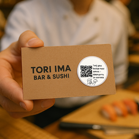 Naklejki z kodem QR do opinii Google 3 cm – twój głos dla restauracji – zestaw 468 szt