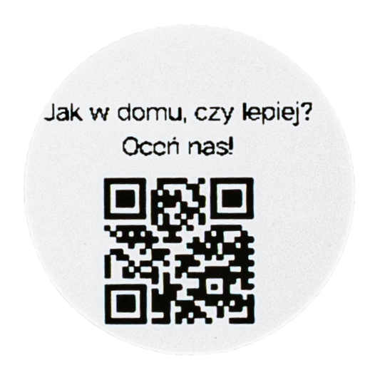 Naklejka QR opinie Google „Jak w domu, czy lepiej?” hotel pensjonat 3cm zestaw 468szt