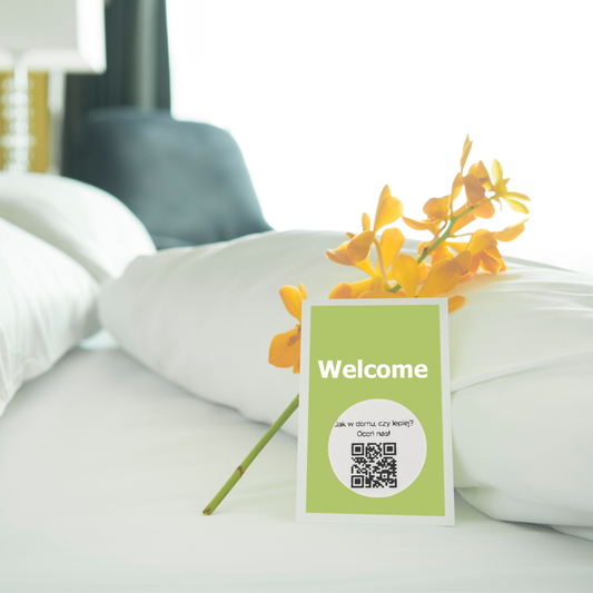 Naklejka QR opinie Google „Jak w domu, czy lepiej?” hotel pensjonat 3cm zestaw 468szt