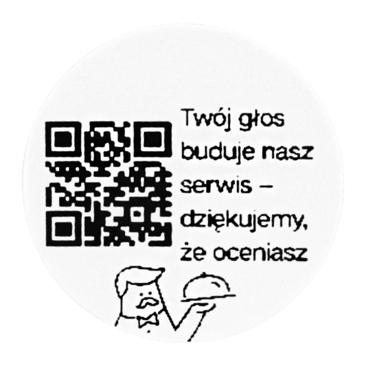 Naklejki z kodem QR do opinii Google 3 cm – twój głos dla restauracji – zestaw 468 szt