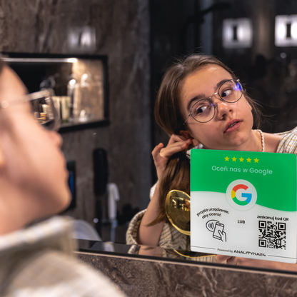 Tabliczka NFC QR do szybkiego pozostawienia opinii w toalecie