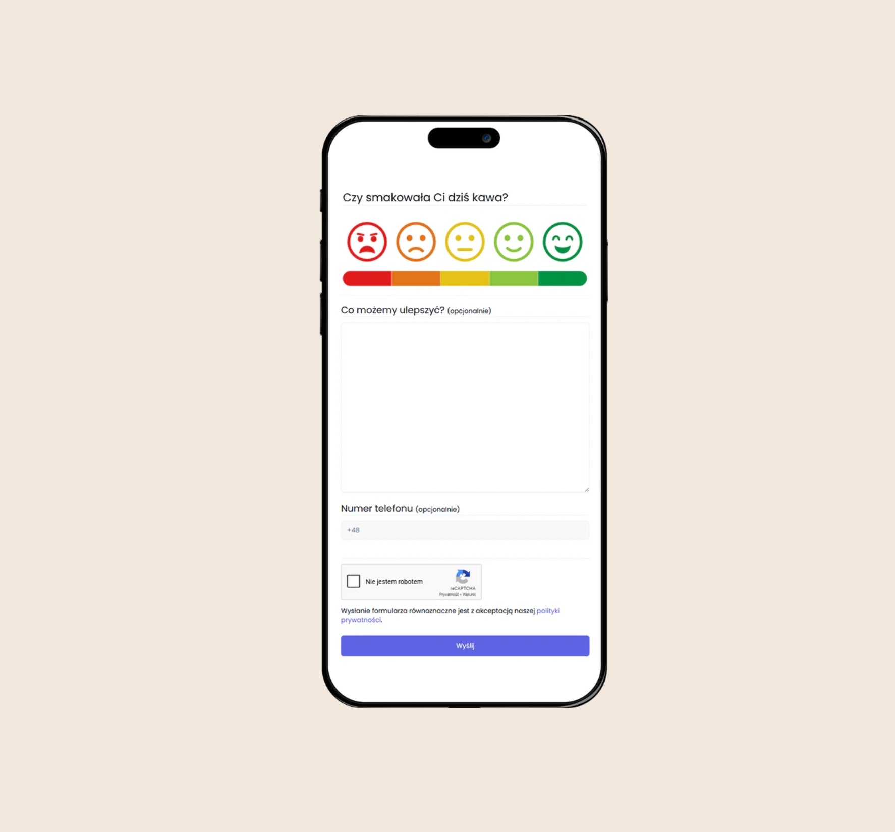 telefon wyświetlający badanie emocji kliena