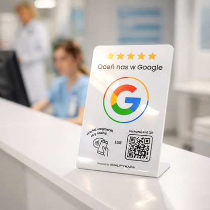 błyszczący biały prezenter w placówce