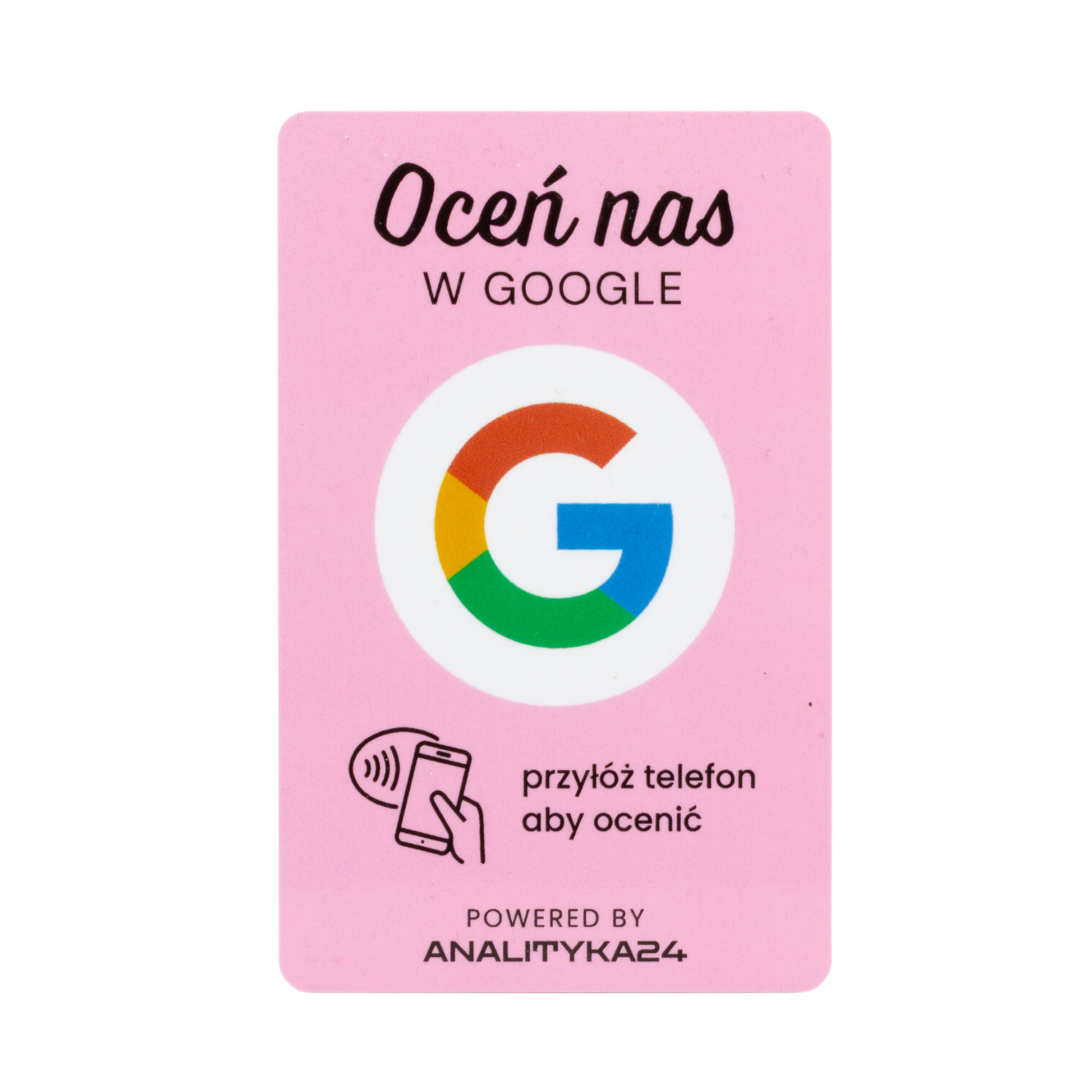 różowa karta nfc na białym tle