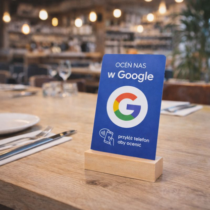 niebieska karta nfc zaprasza gości restauracji do wystawienia opinii