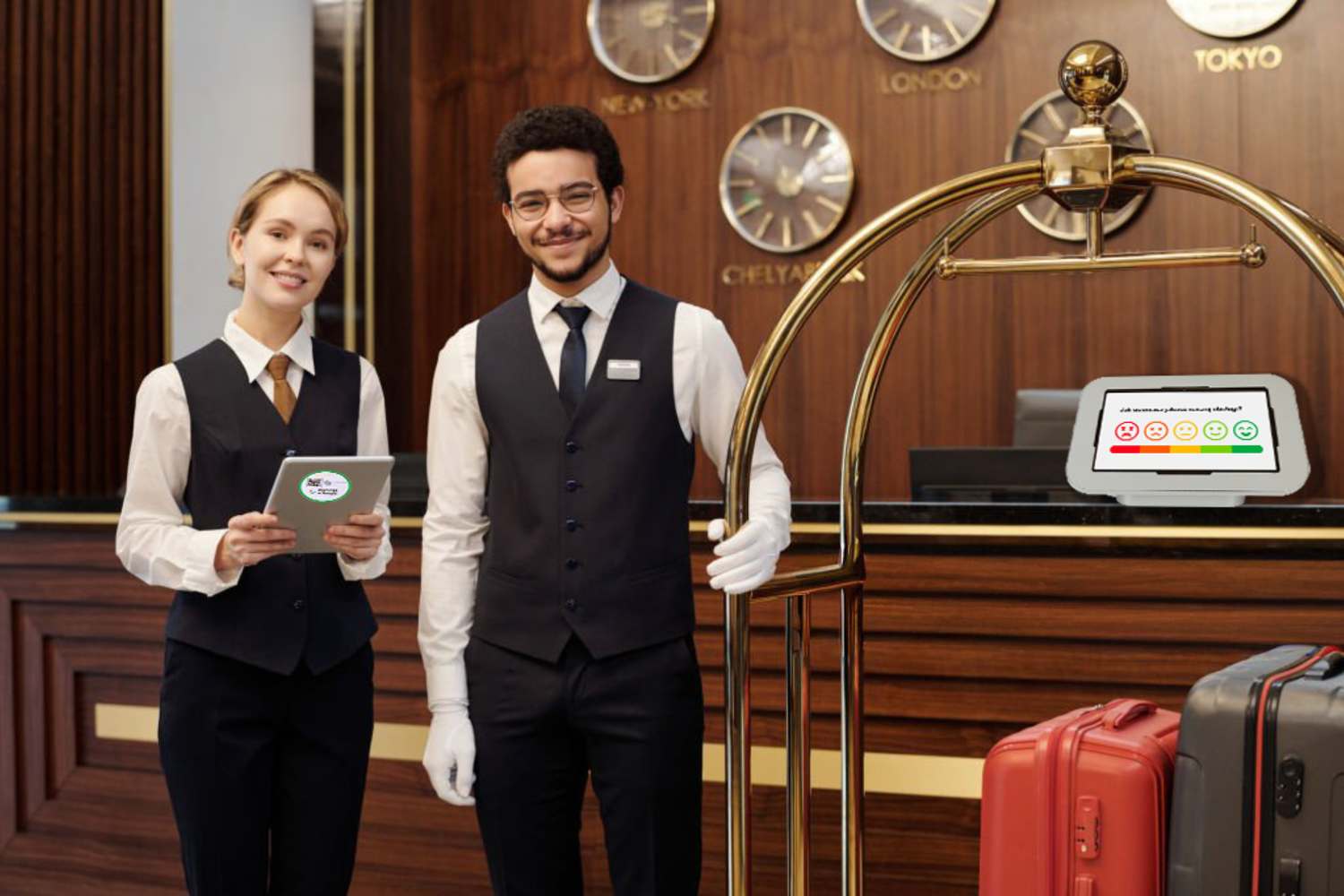 kioks nablatowy szary w hotelu