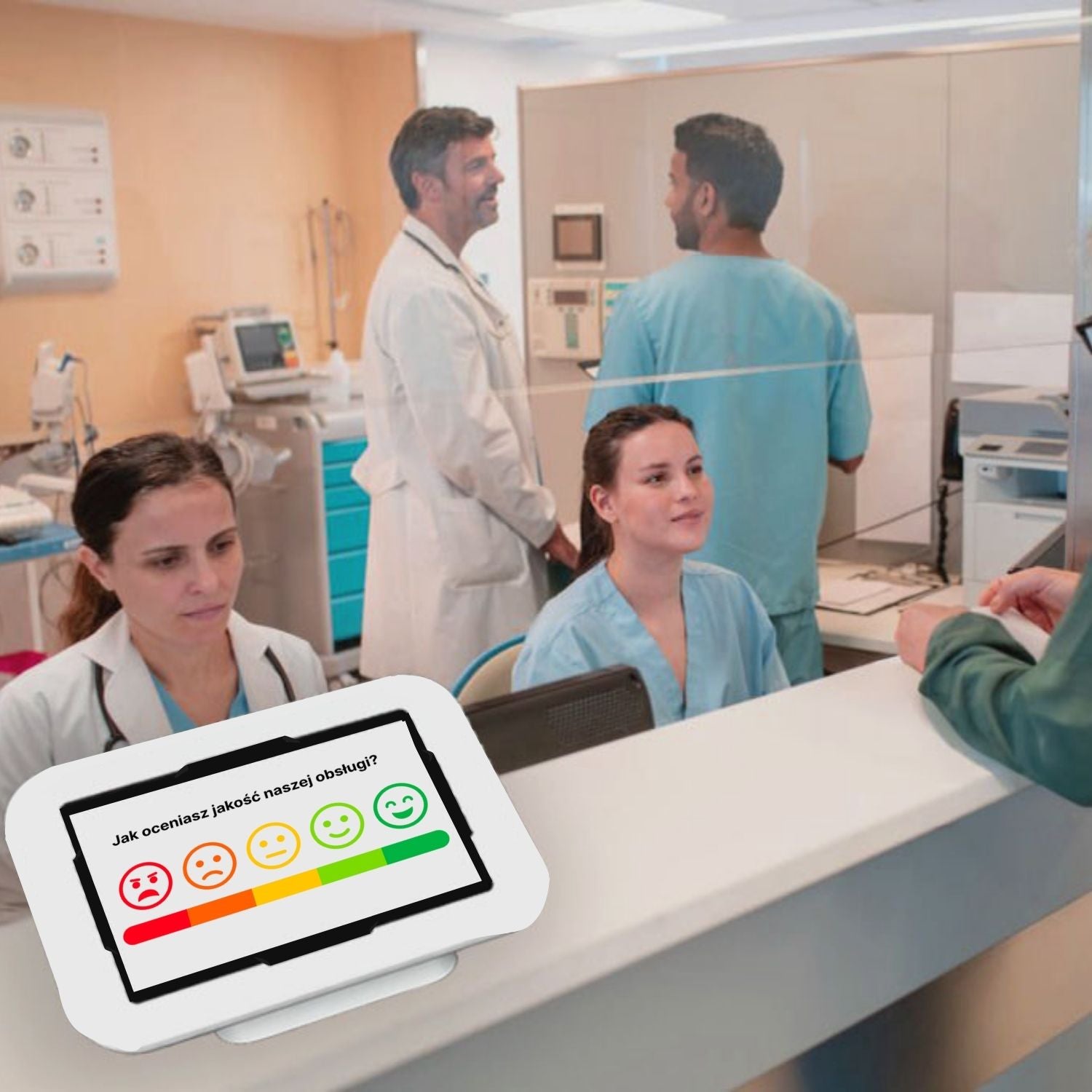 Elektroniczny kiosk u lekarza do zbierania feedbacku od pacjentów