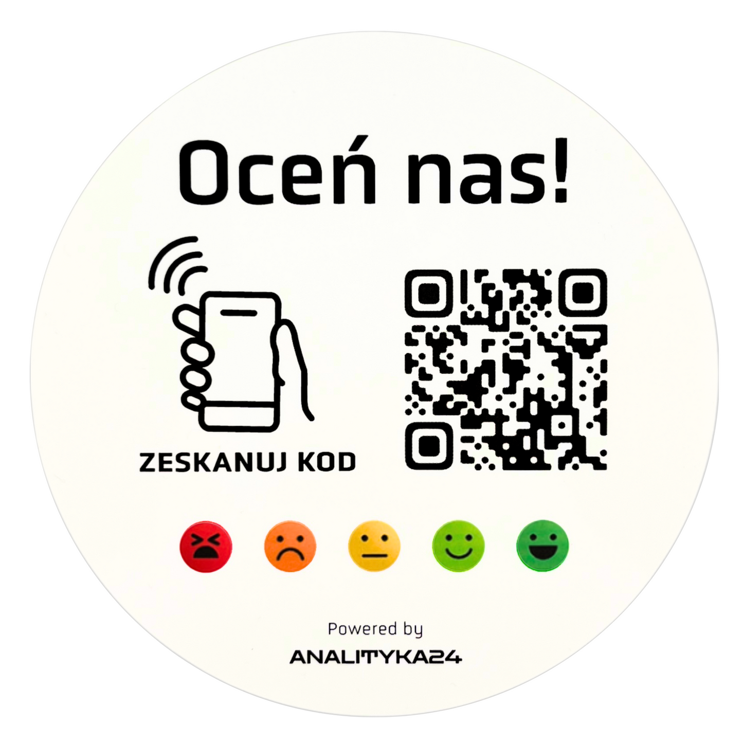 Naklejka NFC „Oceń nas” biała plastikowa z kodem QR do opinii Google