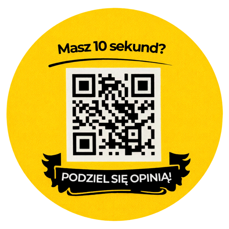 naklejka żółta z kodem qr na białym tle