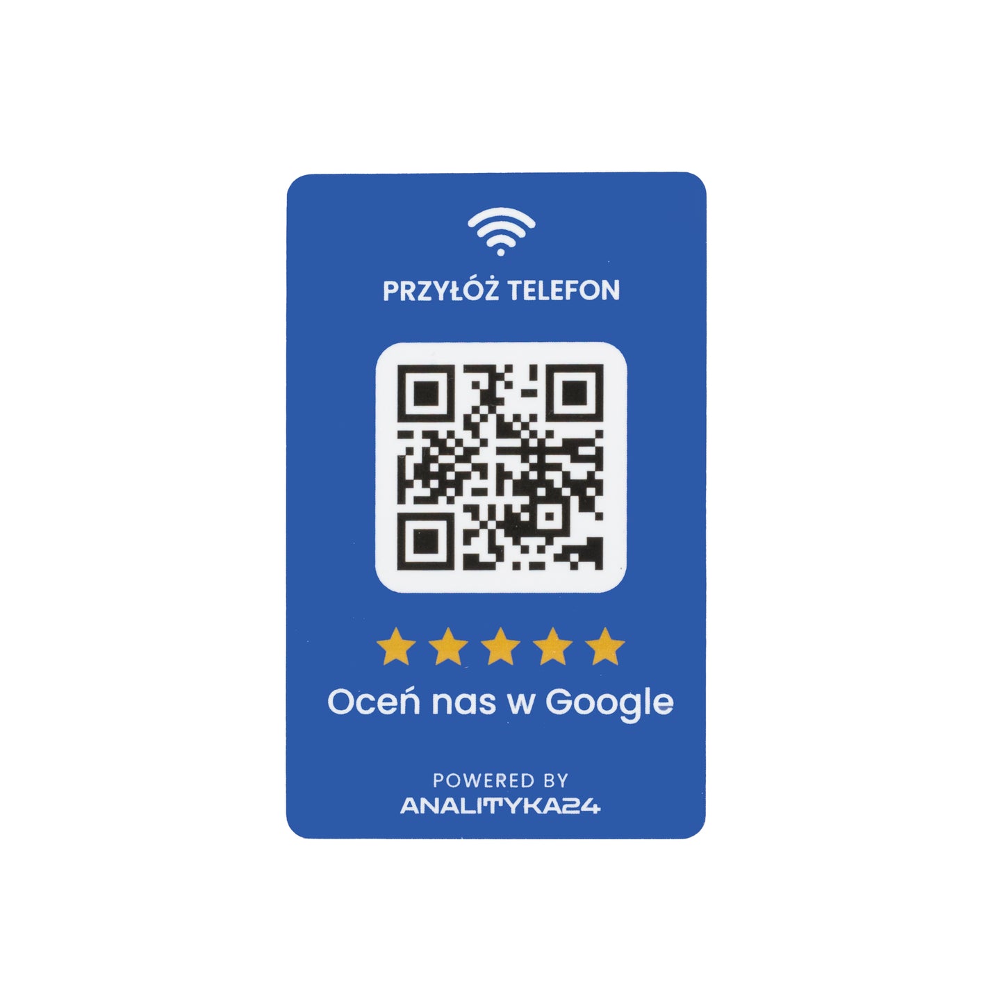 tył niebieskiej karty NFC zo zbierania opinii na białym tle