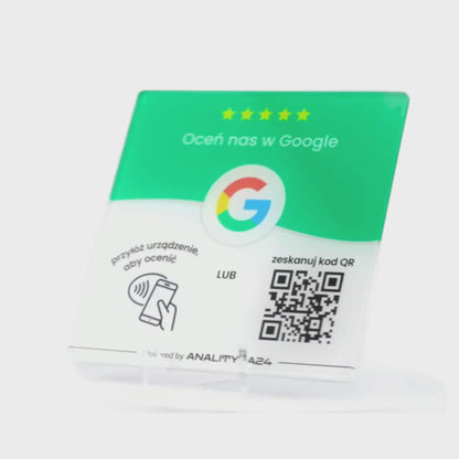 Tabliczka NFC + QR 12 cm – efekt szkła, zielona, samoprzylepna, premium