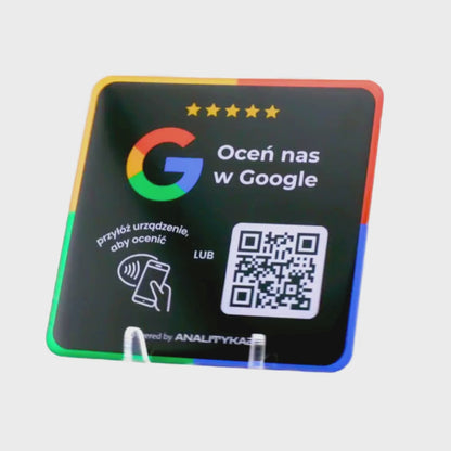Naklejka NFC + QR 10 cm – kwadratowa, efekt 3D, żywica epoksydowa