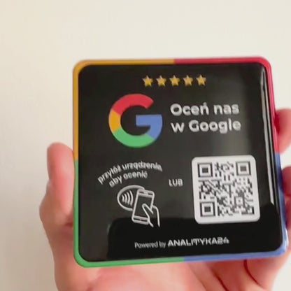Naklejka NFC + QR 10 cm – kwadratowa, efekt 3D, żywica epoksydowa