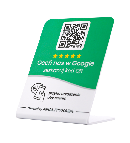 Prezenter NFC z kodem QR / Stojak NFC do opinii Google w kilka sekund