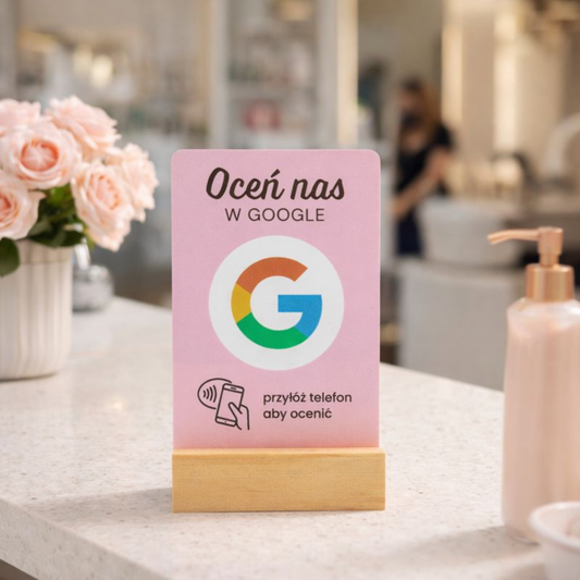 różowa karta nfc w recepcji salonu urody