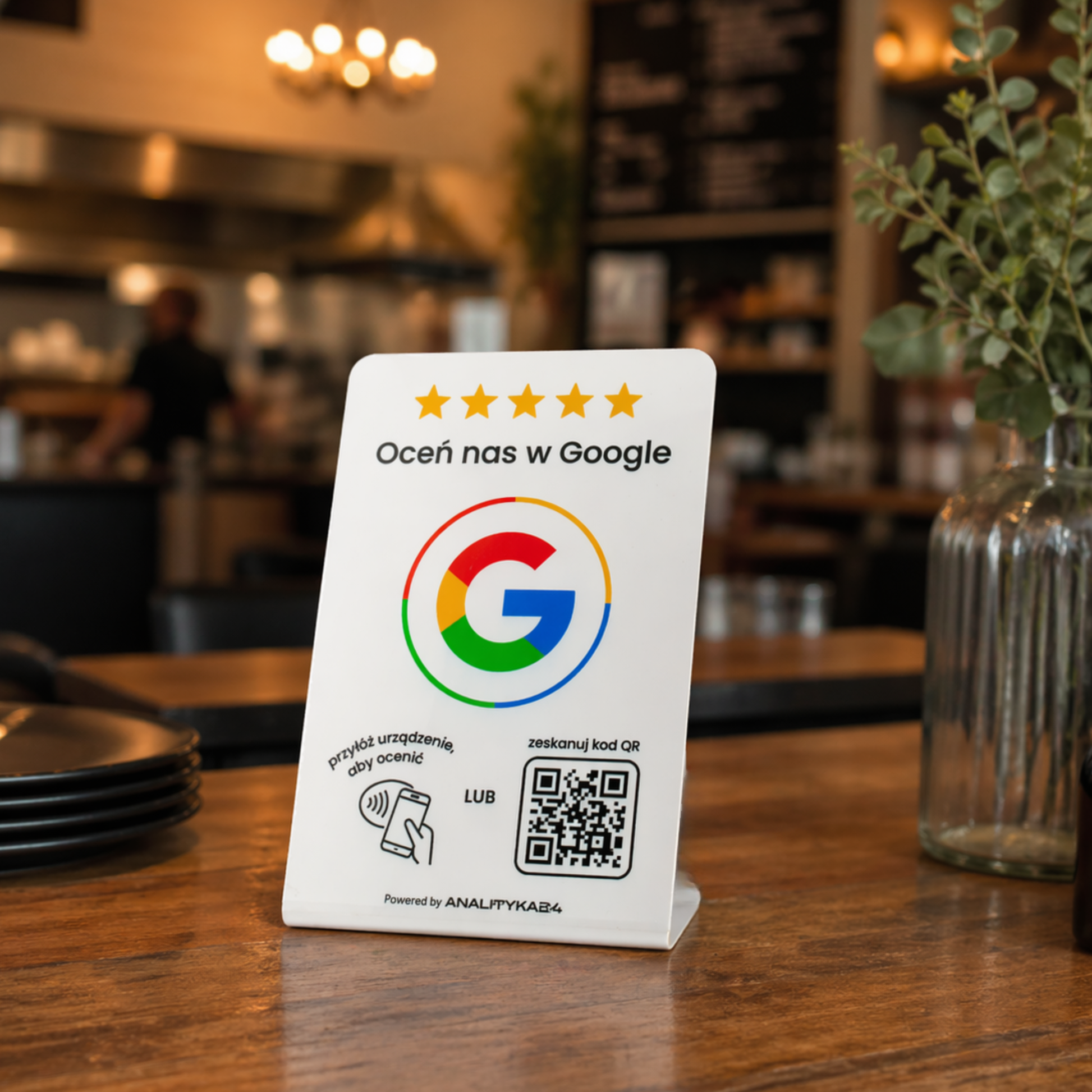 stojak nfc matowy w restauracji