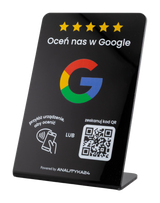 Stojak NFC czarny do opinii Google - połyskowa karta, kod QR