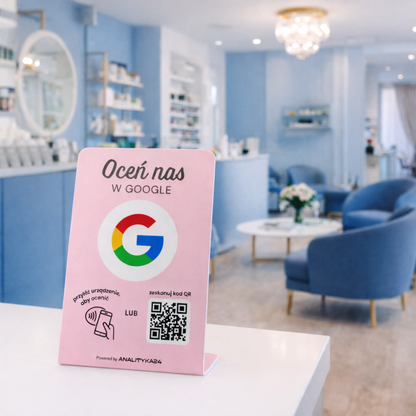 różowy prezenter na recepcji w spa