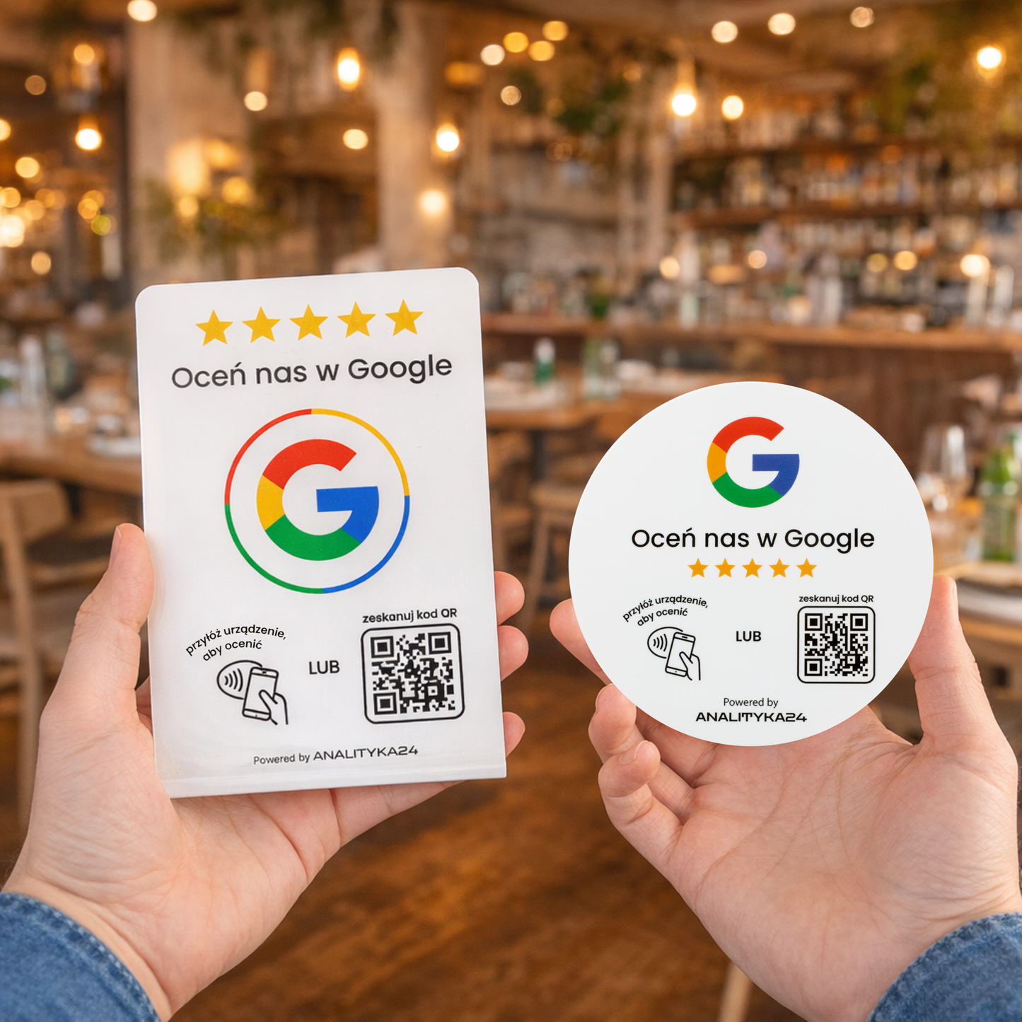 stojak nfc i naklejka nfc w restauracji